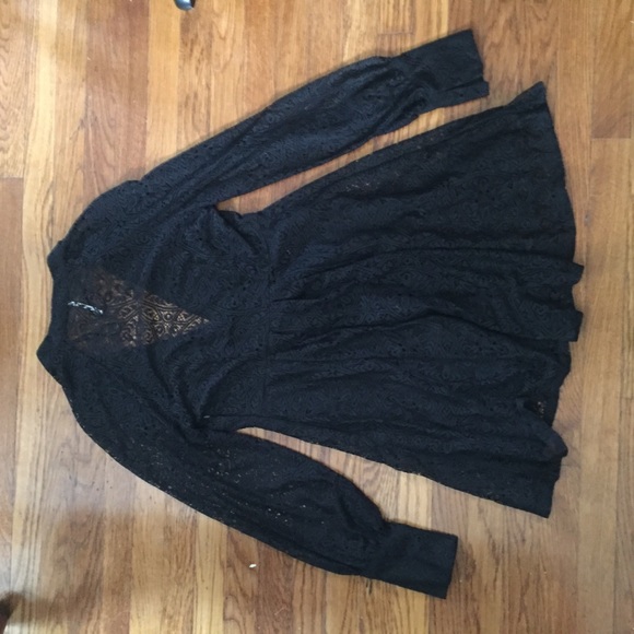 NWT Free People Black Lace Long Sleeve Dress - Picture 8 of 8